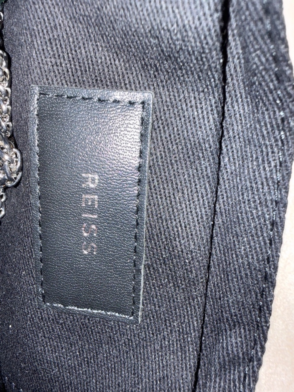 Reiss Suede Cream Clutch w/chain strap - Picture 8 of 10